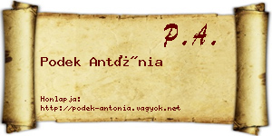 Podek Antónia névjegykártya